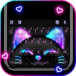 cute black neon kitty keyboard android application logo